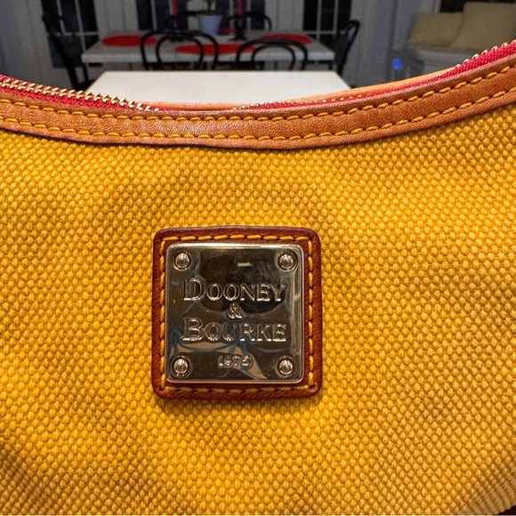 Dooney & Bourke “Florentine” Shoulder Bag Yellow Canvas & Leather EUC - Picture 3 of 16